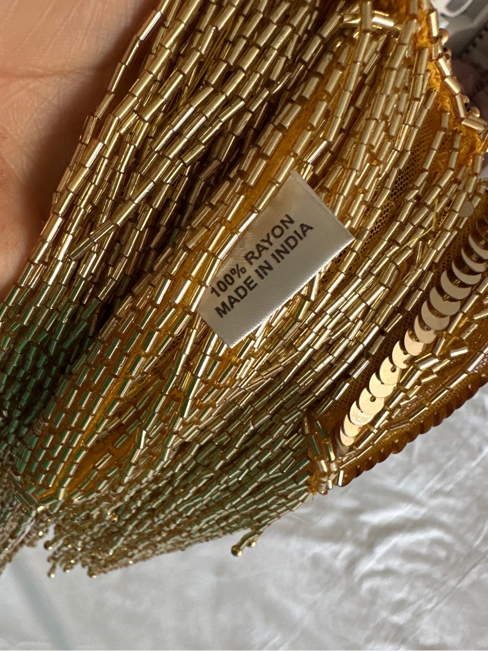 Vintage Gold Beaded Fringe Capelet Sequined - Picture 7 of 7